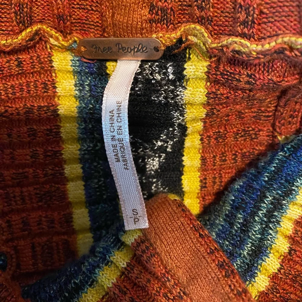 Free People Striped Carly Cowl Neck Ribbed Tank Top Sweater Orange Size Small